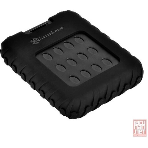 Silverstone Mobile Series MMS01, Military-grade external 2.5'' enclosure, Supports 2.5 SATA SSD/HDD, USB 3.0, ABS with silicone sleeve, Black [24] Cene